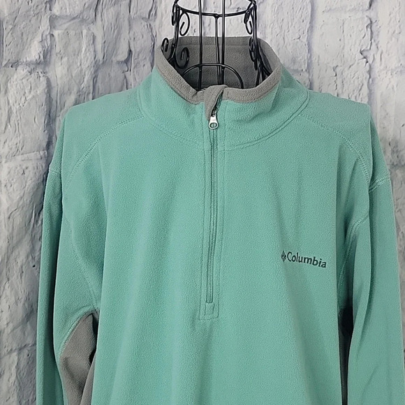 COLUMBIA Men's Sea Foam 1/4 Zip Fleece Pullover Large - Picture 2 of 6